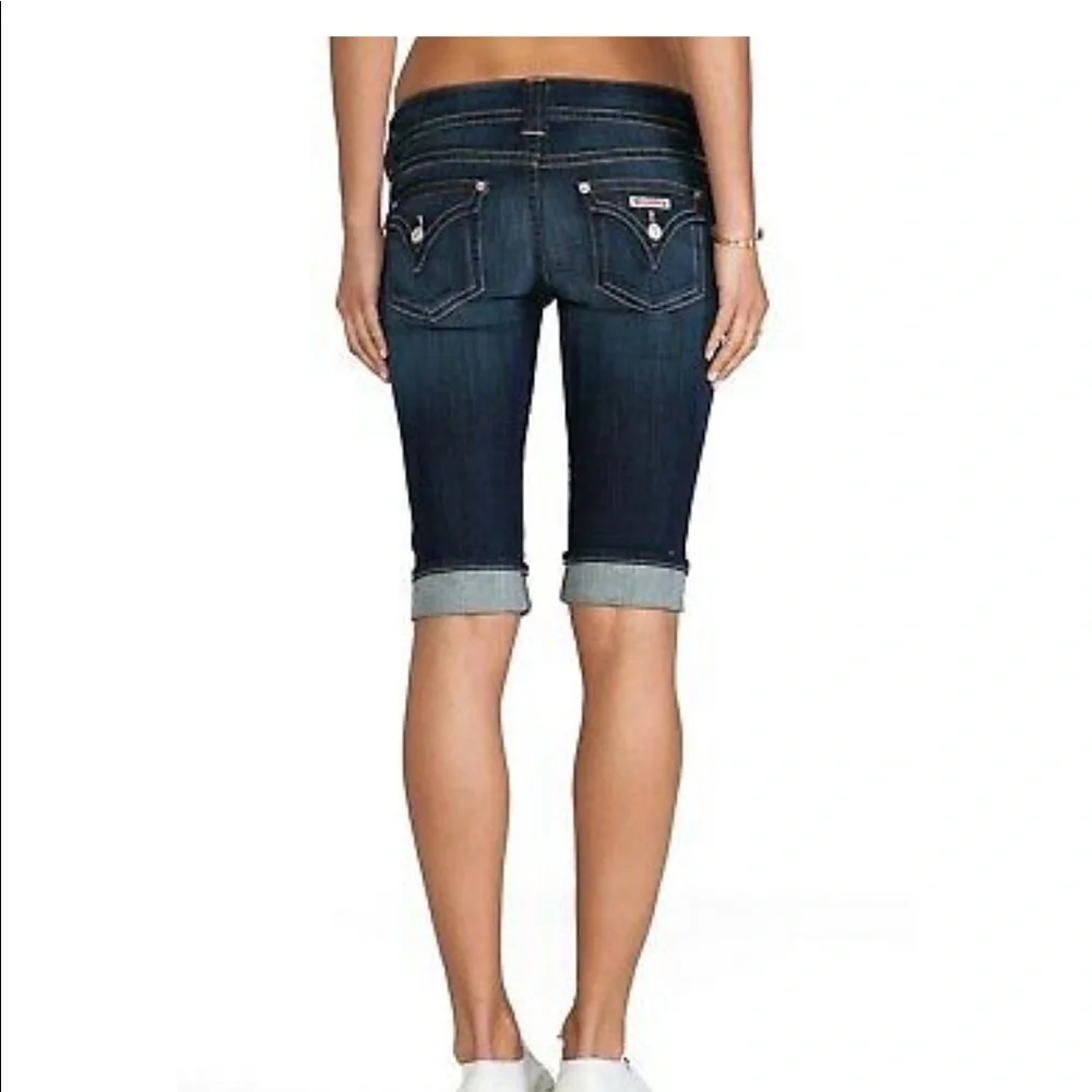 Hudson Women's Palerme Cuffed Dark Denim Jean Shorts Size 25